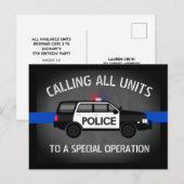 Politie-SUV Thin Blue Line Special op Birthday Uitnodiging Briefkaart (Voorkant / Achterkant)