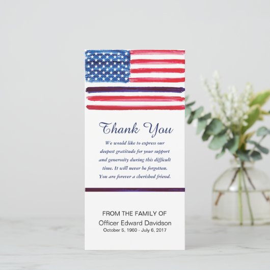 Politie sympathie bedankt vlag Thin Blue Line (Staand voorkant)