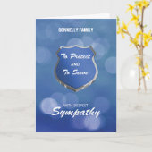 Politie Sympathie Embleem op blauwe Bokeh Kaart (Gele Bloem)