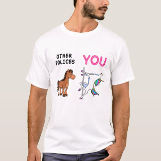 politie Taakoffertes Gift, politie Funny Unicorn D T-shirt