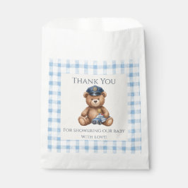 Politie Teddybeer Gingham Baby Shower Bedankzakje