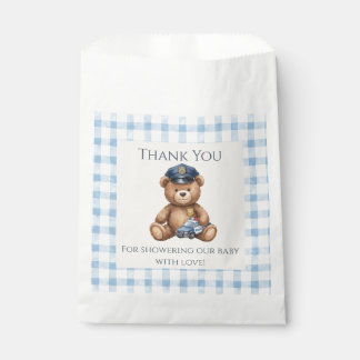 Politie Teddybeer Gingham Baby Shower Bedankzakje
