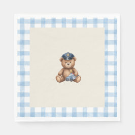 Politie Teddybeer Gingham Baby Shower Servetten
