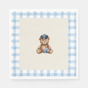 Politie Teddybeer Gingham Baby Shower Servetten