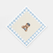 Politie Teddybeer Gingham Baby Shower Servetten (Hoek)