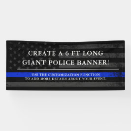 Politie Thema Amerikaanse vlag donkere achtergrond Spandoek