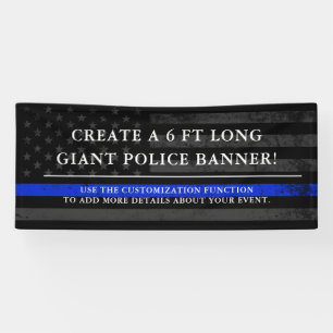 Politie Thema Amerikaanse vlag donkere achtergrond Spandoek