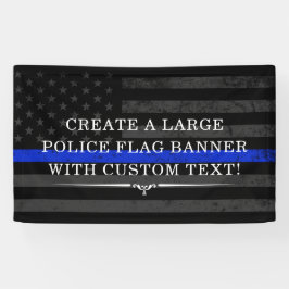 Politie-thema Amerikaanse vlag donkere achtergrond Spandoek