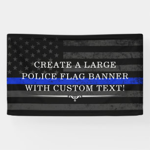 Politie-thema Amerikaanse vlag donkere achtergrond Spandoek