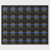Politie Thin Blue Line Aangepast Faux Gold Monogra Cadeaupapier (Vlak)