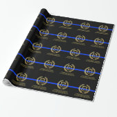 Politie Thin Blue Line Aangepast Faux Gold Monogra Cadeaupapier (Uitgerold)