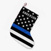 Politie Thin Blue Line - Aangepaste Amerikaanse vl Kleine Kerstsok (Voorkant (Hangend))