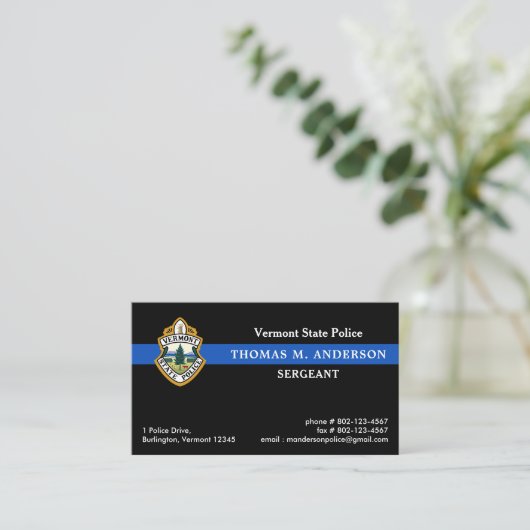 Politie Thin Blue Line Aangepaste Logo Handhaving Visitekaartje (Staand voorkant)