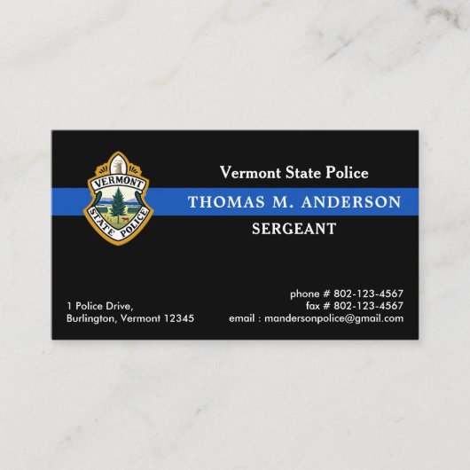 Politie Thin Blue Line Aangepaste Logo Handhaving Visitekaartje (Voorkant)