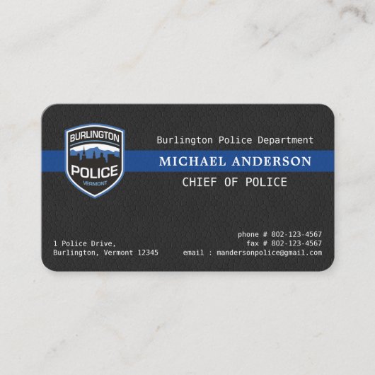 Politie Thin Blue Line Aangepaste Logo Handhaving Visitekaartje (Voorkant)