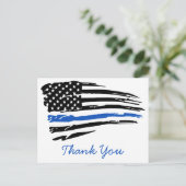Politie Thin Blue Line American Flag Dank je Briefkaart (Staand voorkant)