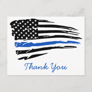 Politie Thin Blue Line American Flag Dank je Briefkaart