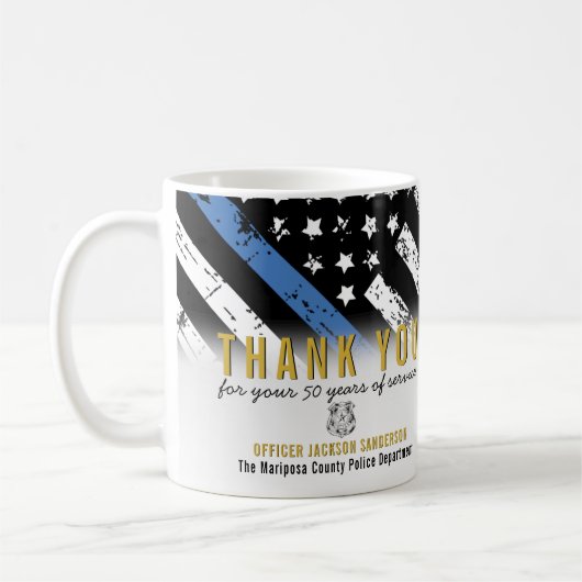 Politie Thin Blue Line American Flag Dank je Koffiemok (Links)