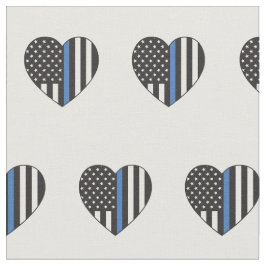 Politie Thin Blue Line American Flag Heart Pattern Stof