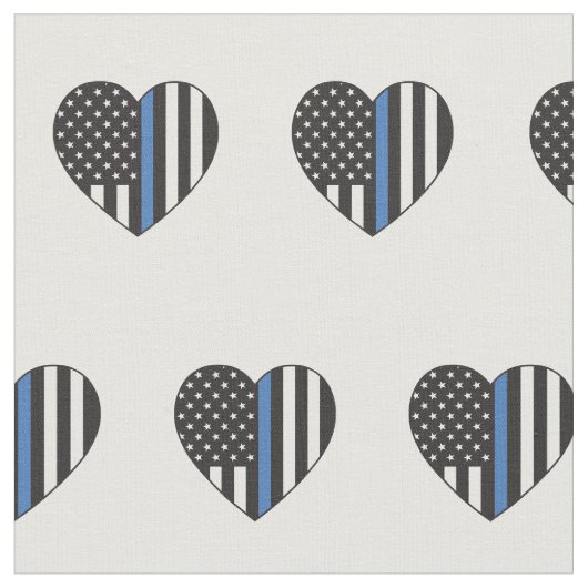 Politie Thin Blue Line American Flag Heart Pattern Stof (Close Up)