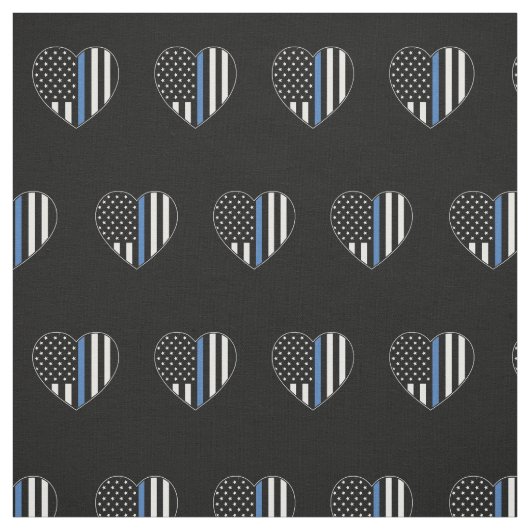 Politie Thin Blue Line American Flag Heart Pattern Stof (Swatch)