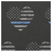 Politie Thin Blue Line American Flag Heart Pattern Stof (Close Up)