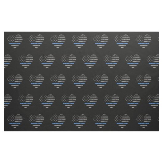 Politie Thin Blue Line American Flag Heart Pattern Stof (Fat Quarter)