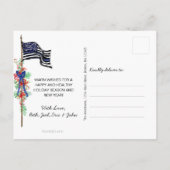 Politie Thin Blue Line American Flag Holly Voeg na Feestdagenkaart (Achterkant)