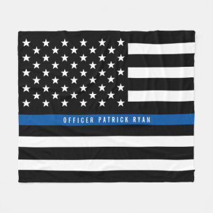 Politie Thin Blue Line American Flag Monogram Med. Fleece Deken