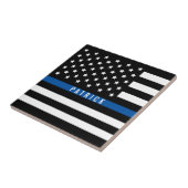 Politie Thin Blue Line American Flag Monogram Tegeltje (Zijkant)
