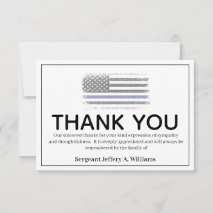 Politie Thin Blue Line Dank u Bereavement Bedankkaart