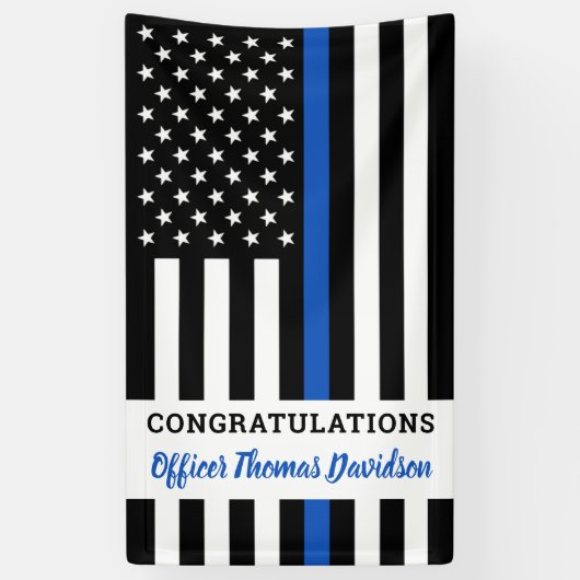 Politie Thin Blue Line Felicitaties Afstuderen Spandoek (Verticaal)