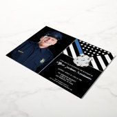 Politie Thin Blue Line Flag Foto Retirement Folie Uitnodiging (Gedraaid)