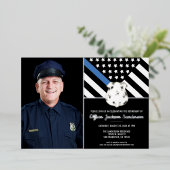 Politie Thin Blue Line Flag Foto Retirement Folie Uitnodiging (Staand Voorkant)