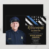 Politie Thin Blue Line Flag Foto Retirement Kaart (Voorkant / Achterkant)