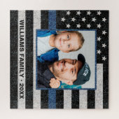 Politie Thin Blue Line Foto Amerikaans vlagmonogra Legpuzzel (Horizontaal)