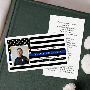Politie Thin Blue Line Foto Condoleance Gebedskaar Visitekaartje
