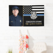 Politie Thin Blue Line Foto Retirement Party Spandoek (Insitu)