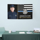Politie Thin Blue Line Foto Retirement Party Spandoek (Beurs)