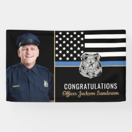 Politie Thin Blue Line Foto Retirement Party Spandoek