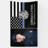 Politie Thin Blue Line Foto Retirement Party Spandoek (Verticaal)