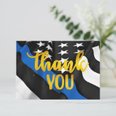 Politie Thin Blue Line Gold Script Law Enforcement Bedankkaart (Staand voorkant)