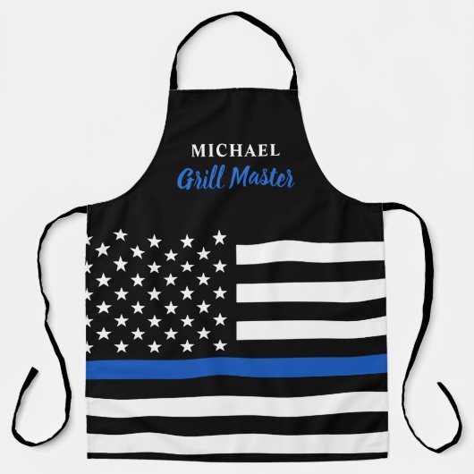 Politie Thin Blue Line Grill Master American Flag  Schort (Voorkant)