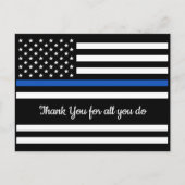 Politie Thin Blue Line Law Enforcement Dank u Briefkaart (Voorkant)