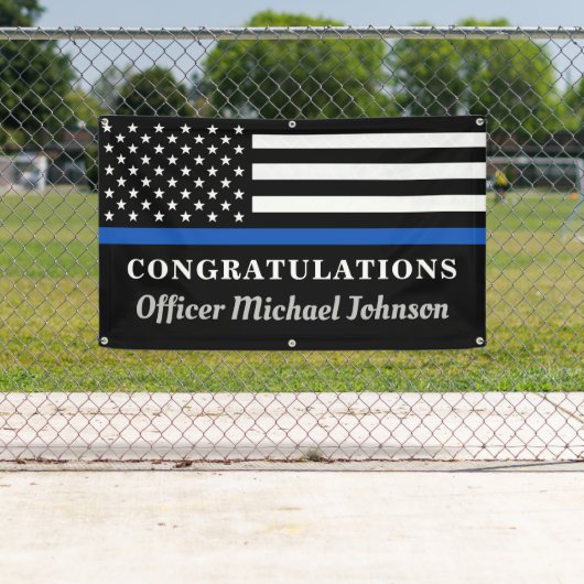 Politie Thin Blue Line personaliseert Gefeliciteer Spandoek (Insitu)