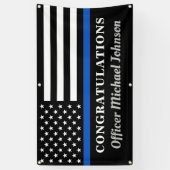 Politie Thin Blue Line personaliseert Gefeliciteer Spandoek (Verticaal)