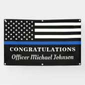 Politie Thin Blue Line personaliseert Gefeliciteer Spandoek (Horizontaal)