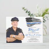 Politie Thin Blue Line personaliseren Foto Retirem Kaart (Staand voorkant)