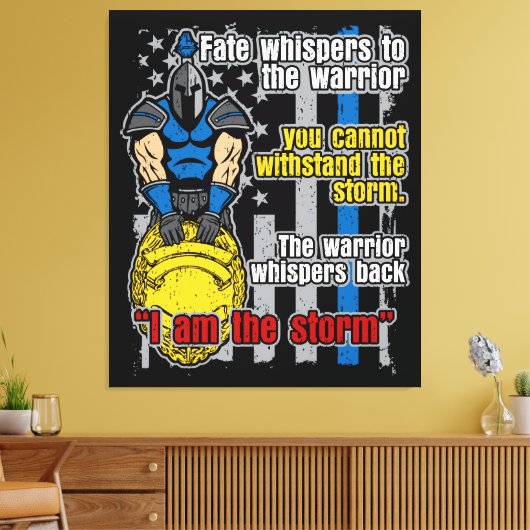 Politie Trojaanse arrior ik ben het Storm Canvas Afdruk (Insitu (Woonkamer))