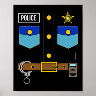 Politie Uniform Kostuum Cool Easy Halloween Politi Poster